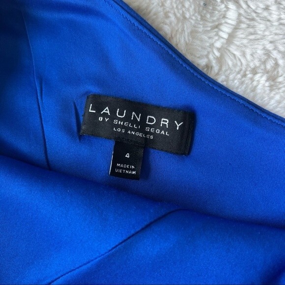 Laundry by Shelli Segal Cobalt Blue One Shoulder Cut Out Core Dress 4 - Picture 5 of 14